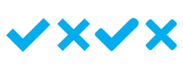 Obraz premium Check mark icons. green check mark and red cross mark icon set. green tick and red x. Symbols of approval and Decline, vector illustration