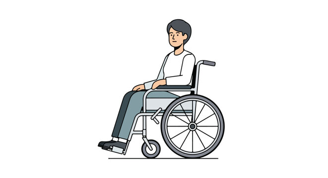 Illustration depicting a person with reduced mobility using a wheelchair for support and independence in daily activities