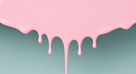 Pink Paint Dripping on Teal Background liquid viscous