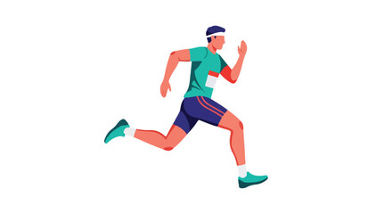 Dynamic illustration of a male athlete in motion, showcasing determination and athletic prowess, highlighting speed and endurance, against a white