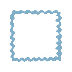 A single hand-drawn square frame with scalloped wavy edges. Bold orange decorative border in doodle style. Ideal for scrapbooking, invitations, greeting cards, photo albums, and creative designs.