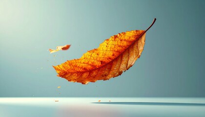 Minimalist lightness, falling background, Action, D capturing slow one animated gentle render leaf photo color motion descent,