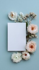 blank card with roses