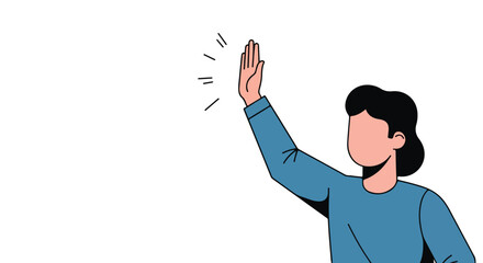 A Faceless Person Giving a High Five Illustration on White Background Showing Accomplishment and Teamwork