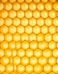 Close-up of a honeycomb structure, showcasing its hexagonal cells and golden hue