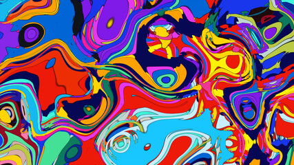 Colorful abstract psychedelic liquid and fluid background pattern