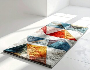 Colorful geometric rug in a modern setting