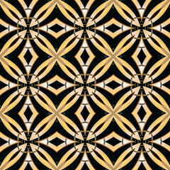 Black and yellow abstract seamless leaves pattern 
