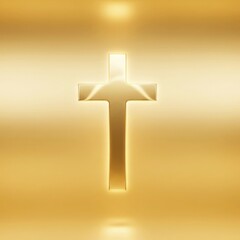 Fototapeta premium Golden Gradient Cross. Minimal Spiritual Symbol Design.