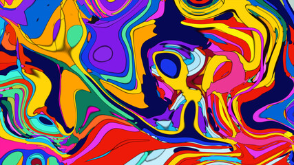Colorful abstract psychedelic liquid and fluid background pattern