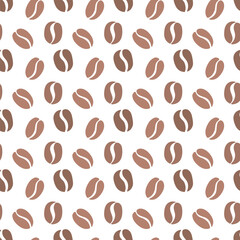 Coffee beans seamless pattern. Vector background