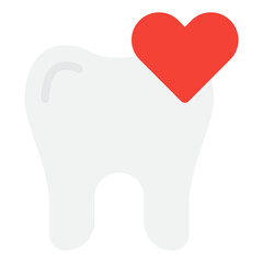 A heart-adorned tooth icon symbolizing dental health, ideal for marketing, healthcare websites, or promotional campaigns in dentistry.