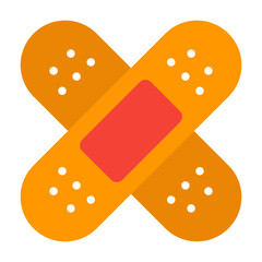 Bright adhesive bandage icon, ideal for healthcare, wellness, or first aid branding, emphasizing care and recovery in digital content.
