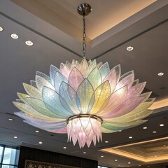 Luxury Lotus Flower Chandelier with Pastel Glass Petals, luxury decorative chandelier