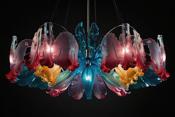 Luxury Lotus Flower Chandelier with Pastel Glass Petals, luxury decorative chandelier