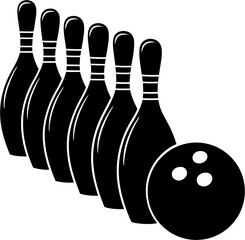 Bowling Silhouette Vector | Ball, Pin, Sport, Game, Strike, Tournament Design