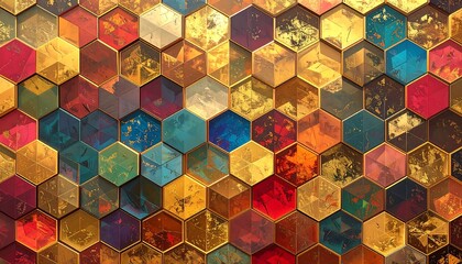 Colorful hexagon pattern, 3D effect