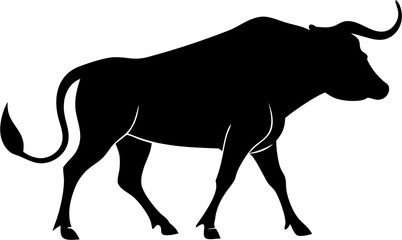 Bull Silhouette Vector | Strong Animal, Horned Beast, Ranch, Farm, Wildlife Design