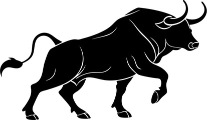 Bull Silhouette Vector | Strong Animal, Horned Beast, Ranch, Farm, Wildlife Design