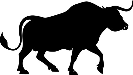 Bull Silhouette Vector | Strong Animal, Horned Beast, Ranch, Farm, Wildlife Design