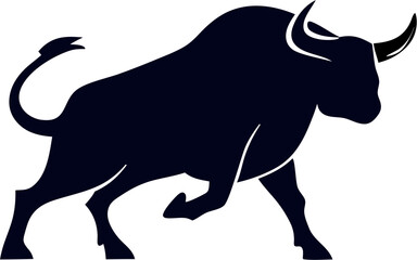 Bull Silhouette Vector | Strong Animal, Horned Beast, Ranch, Farm, Wildlife Design
