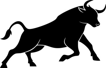 Bull Silhouette Vector | Strong Animal, Horned Beast, Ranch, Farm, Wildlife Design