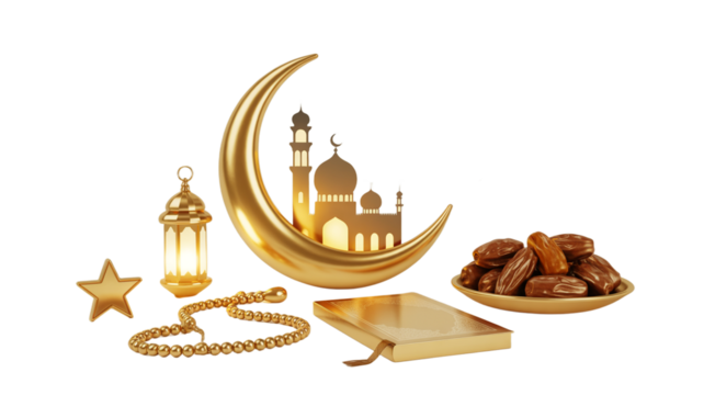 Set of islamic religious icons, set of islamic religious symbols. islamic calligraphy of mosque