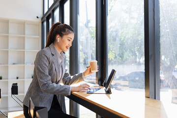 Female lawyer in office, Corporate lawyer at workspace, Attorney with legal books and gavel,