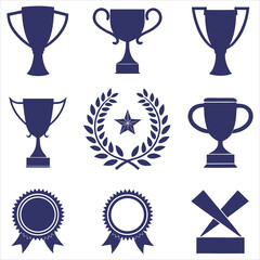 Award trophy ribbon laurel star medal