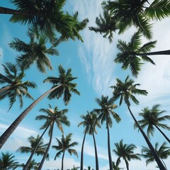 Fototapeta premium palm trees on the blue sky