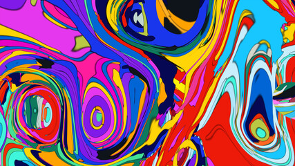 Fototapeta premium Colorful abstract psychedelic liquid and fluid background pattern