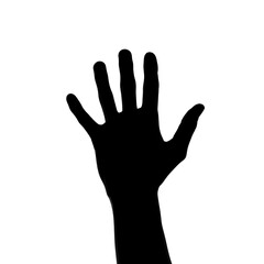 Obraz premium Hand Reaching Up Silhouette Against White Background