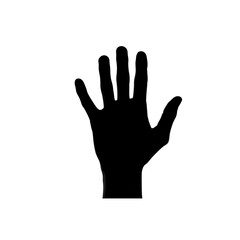 Hand Silhouette Reaching Up Against White Background
