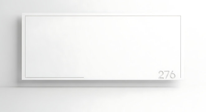 Modern Minimalist White Panel with Relief Numbers 276 and Subtle Shadow