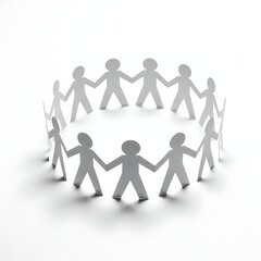 Paper People Holding Hands in Circle Representing Unity