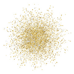 Golden glitter explosion isolated on transparent background