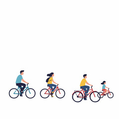 Naklejka premium Flat Illustration Family Enjoying Cycling Activity Together Lifestyle Illustration