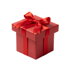 Obraz premium Red gift box with ribbon isolated on transparent background