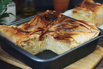 Gibanica, a traditional pastry dish popular all over the Balkans