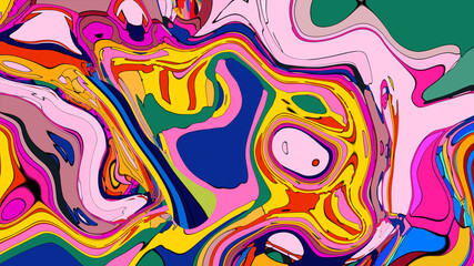 Colorful abstract psychedelic liquid and fluid background pattern