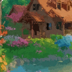 Various oil paintings, flowers, roses, peonies, landscapes, sailboats, the sea, moonlight, chrysanthemums, forests, butterflies, birds, lakes, cottages