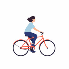 Obraz premium Flat Design Young Woman Riding Bicycle Outdoor Activity Illustration