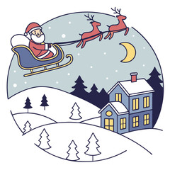 Fototapeta premium Enchanting Winter Christmas Emblem Featuring a Serene Penguin in a Snow-Covered Mountain Landscape Under a Sparkling Snowflake Night Sky