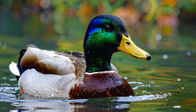Colorful mallard duck on water - Powered by Adobe