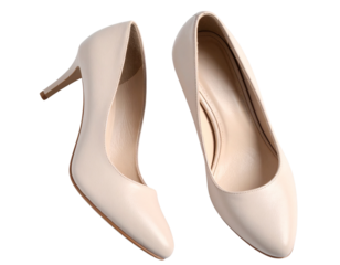 Pair of Nude High Heel Shoes Top-Down View, Transparent Background