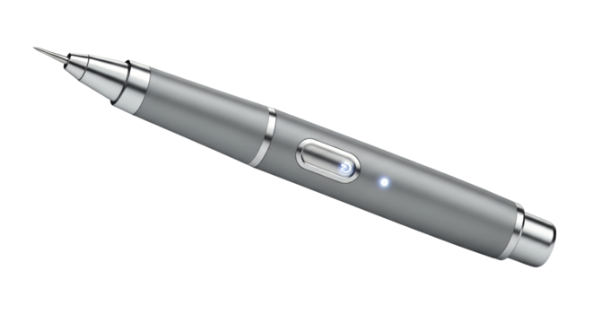 Sleek Silver Digital Stylus Pen with Glowing Button