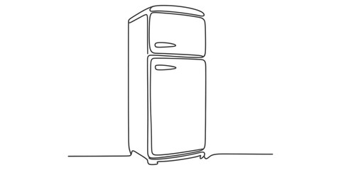 Continuous line drawing of a vintage refrigerator vector illustration vector