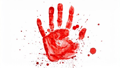 bloody hand print on white