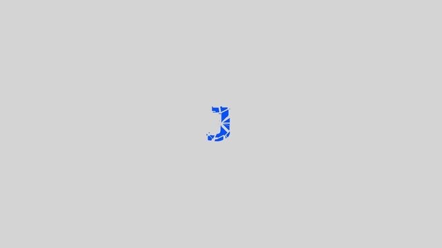 Shatter J Text Animation.Broken and Exploding Typography Effect withMotion Graphics, Presentations, and Creative Videos.English alfabet letters