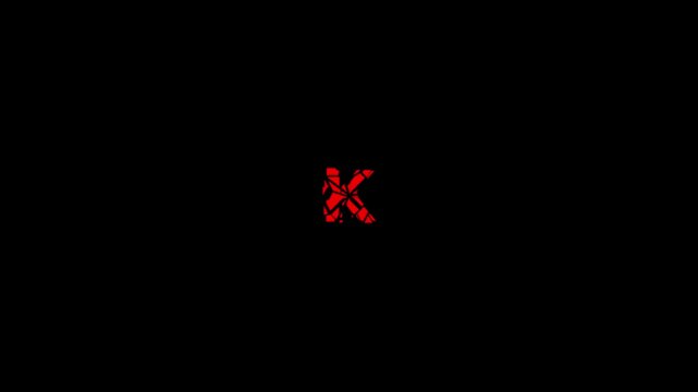 Shatter K Text Animation.Broken and Exploding Typography Effect withMotion Graphics, Presentations, and Creative Videos.English alfabet letters